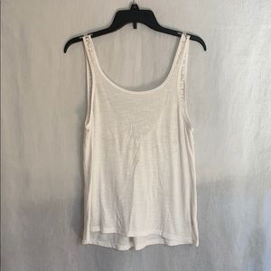 Sheer white tank with low V back